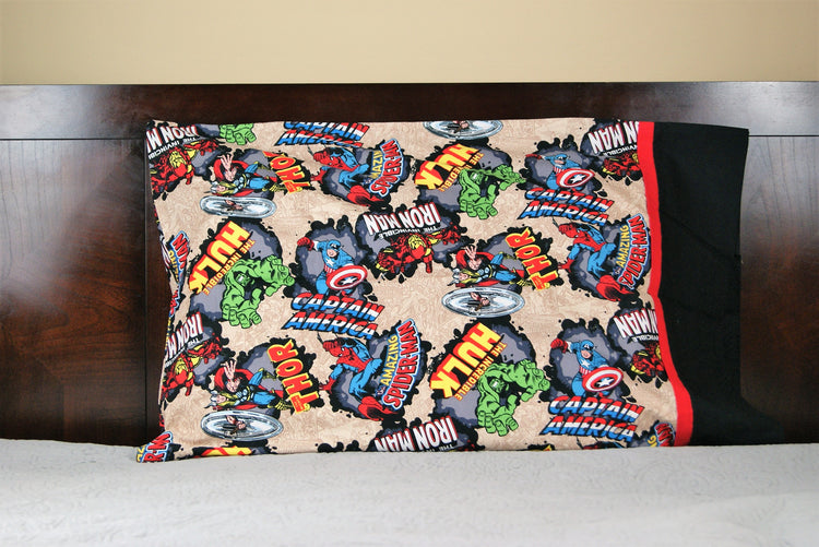 Avengers inspired -Action Hero Bed Pillow Case Set