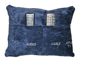 Remote Holder Pocket Pillow-Chenille/Upholstery Fabric