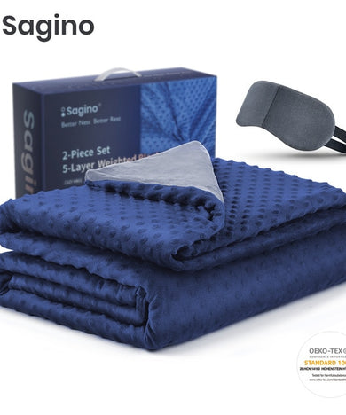 Sagino Weighted Blanket Cotton Cover Heavy Blanket Promote Deep Sleep Reduce Anxiety Quilt For Bed Sofa 7-Layer Design 20/15lbs