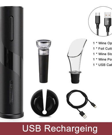 Electric Wine Opener Rechargeable Automatic Corkscrew Creative Wine Bottle Opener with USB Charging Cable Suit for Home Use